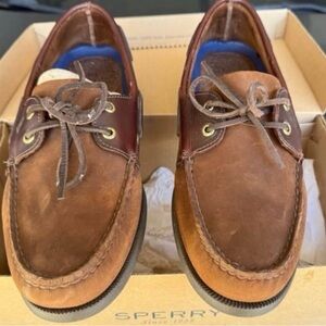 Sperry Men's Two-Tone Brown Leather Boat Shoes
